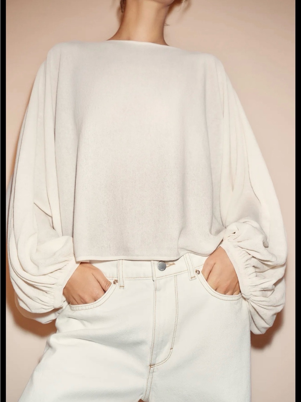 Zara KNIT TOP WITH VOLUME SLEEVES